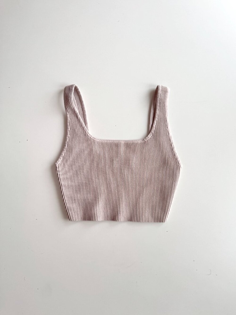 Aritzia BABATON Sculpt Knit Lilac Fog Ribbed Cropped Square Neck Tank, Size S